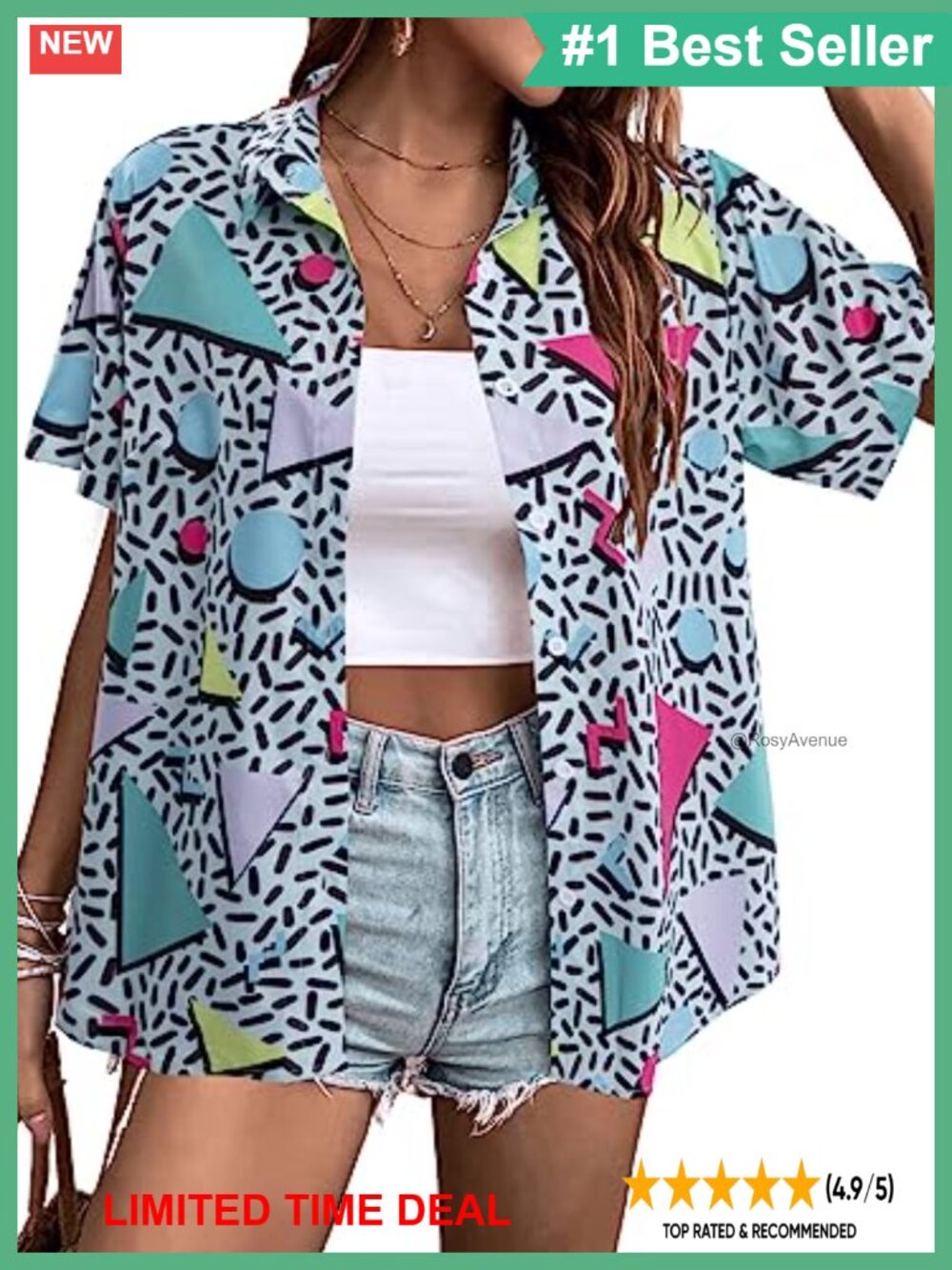 Retro 80s 90s Button Down Shirt Short Sleeve Glow Party Disco Top